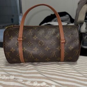 Louis Vuitton Brown Monogram Canvas Cylindrical Duffel with Tan Handles